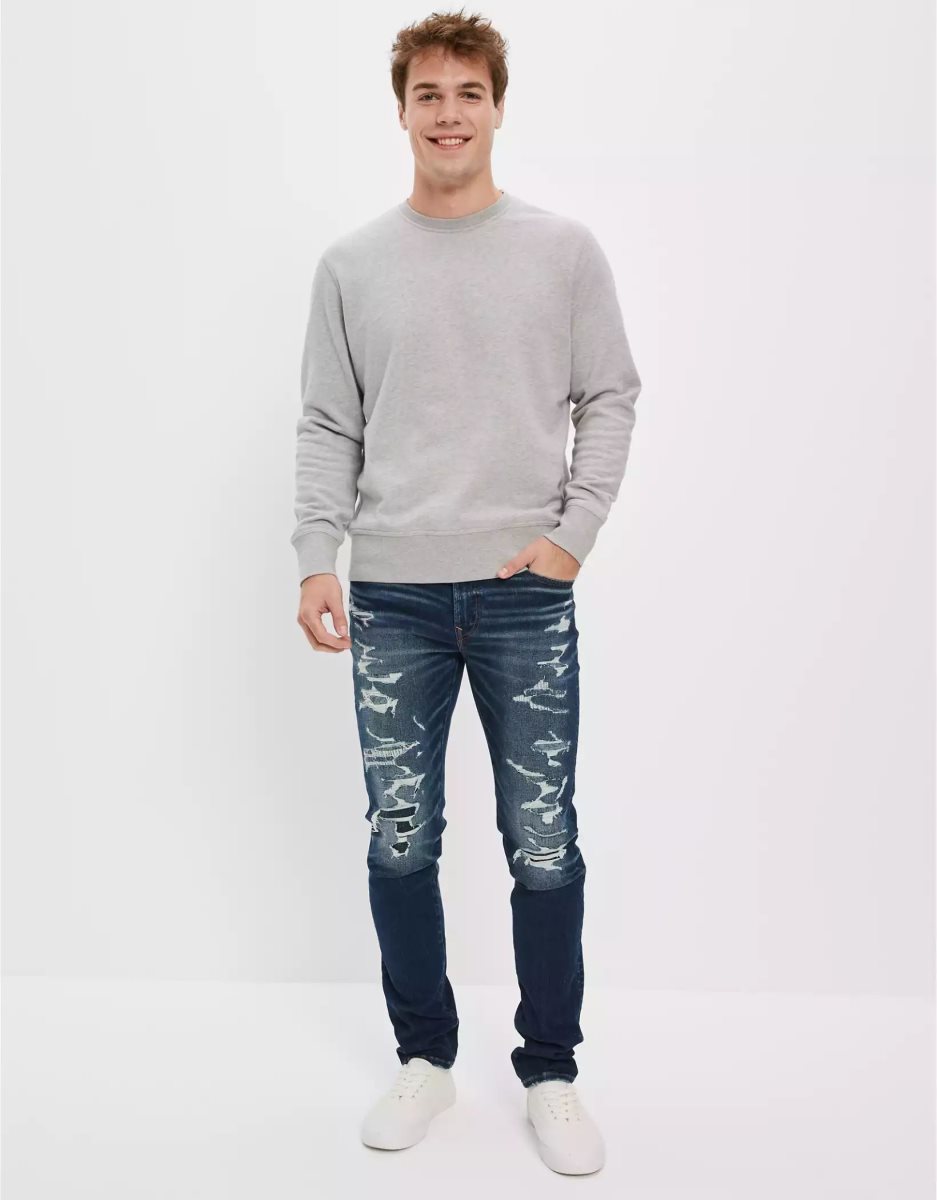 Jean American Eagle AE AirFlexPatched Athlétiques Mince Multicolore Homme | HIJ-88078372